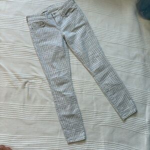 Anthropologie Pilcro White and Gray Patterned Skinny Jeans